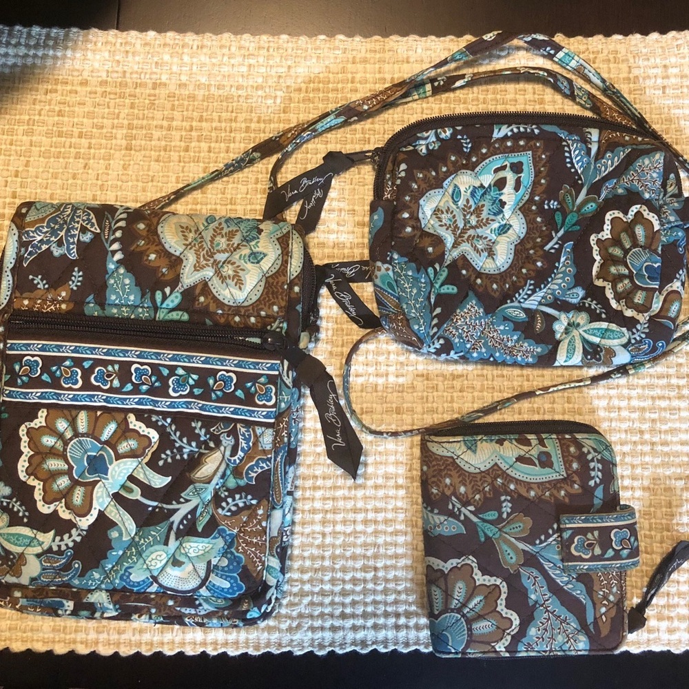 Vera Bradley Women's Floral Bag Set - Brown and Blue